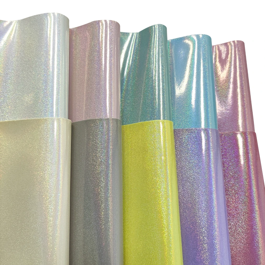 Rainbow Metallic Foiled Laser Holographic Faux Leather Glossy Fabric for Dress Clothes Bags Bows Canvas DIY Leatherette 50*135CM
Rainbow Metallic Foiled Laser Holographic Faux Leather Glossy Fabric for Dress Clothes Bags Bows Canvas DIY Leatherette 50*135CM