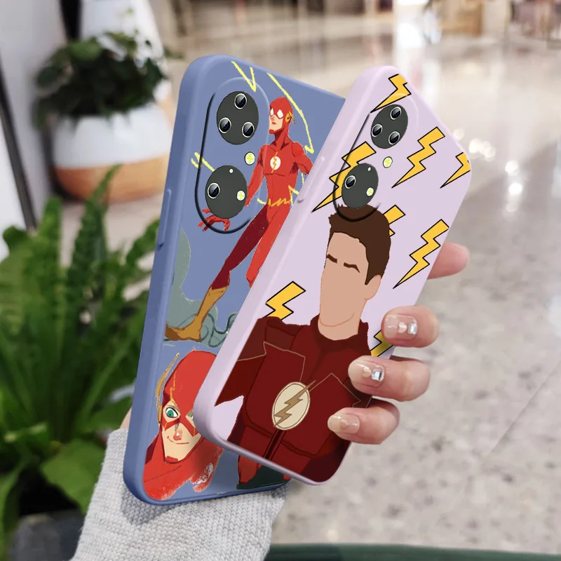 

Cute Superhero Flash For Huawei P50 P40 P30 P20 P Smart Z Pro Plus 2019 2021 Liquid Rope Phone Case Coque Capa