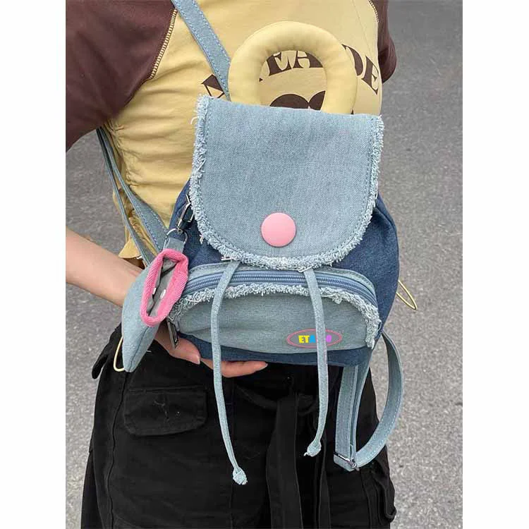 Y2K Kawaii Denim Women Backpack Fashion Travel Girls Small Bag Cartoon Japanese Style Mini Cute Backpack for Women
Y2K Kawaii Denim Women Backpack Fashion Travel Girls Small Bag Cartoon Japanese Style Mini Cute Backpack for Women