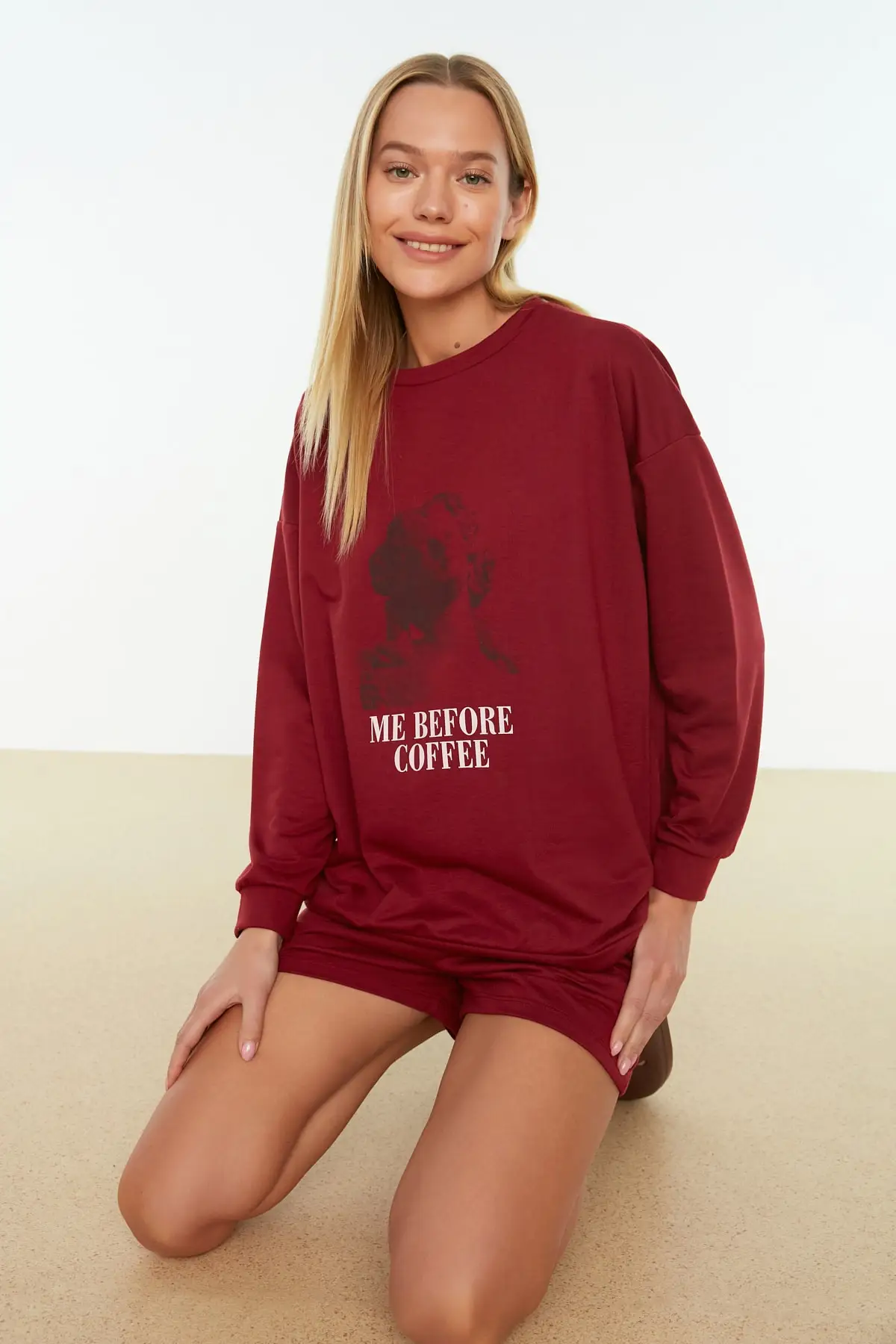 Women's Pajamas Claret Red Slogan Printed Knitted Sleep Lounge Pajamas Nightwear Nightwear Nightwear Casual Home Clothing
Women's Pajamas Claret Red Slogan Printed Knitted Sleep Lounge Pajamas Nightwear Nightwear Nightwear Casual Home Clothing