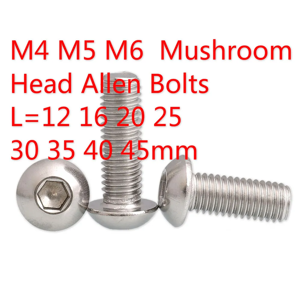 20/10pcs M4 M5 M6 Bolt Mushroom Head Allen Bolts Hexagon Socket Cap Round Head Screw A2 304 Stainless Steel L=12-45mm 16 25 30
20/10pcs M4 M5 M6 Bolt Mushroom Head Allen Bolts Hexagon Socket Cap Round Head Screw A2 304 Stainless Steel L=12-45mm 16 25 30