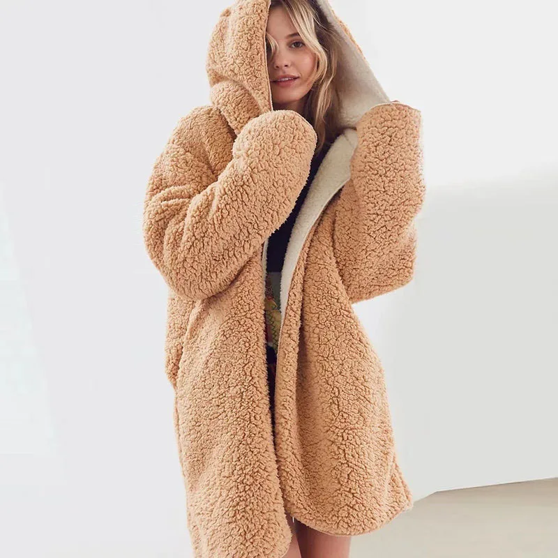 Winter Sherpa Cardigan Sweater Teddy Fleece Faux Fur High Quality Coat Double-sided Wear Hooded Tops Oversized Women Sweaters
Winter Sherpa Cardigan Sweater Teddy Fleece Faux Fur High Quality Coat Double-sided Wear Hooded Tops Oversized Women Sweaters