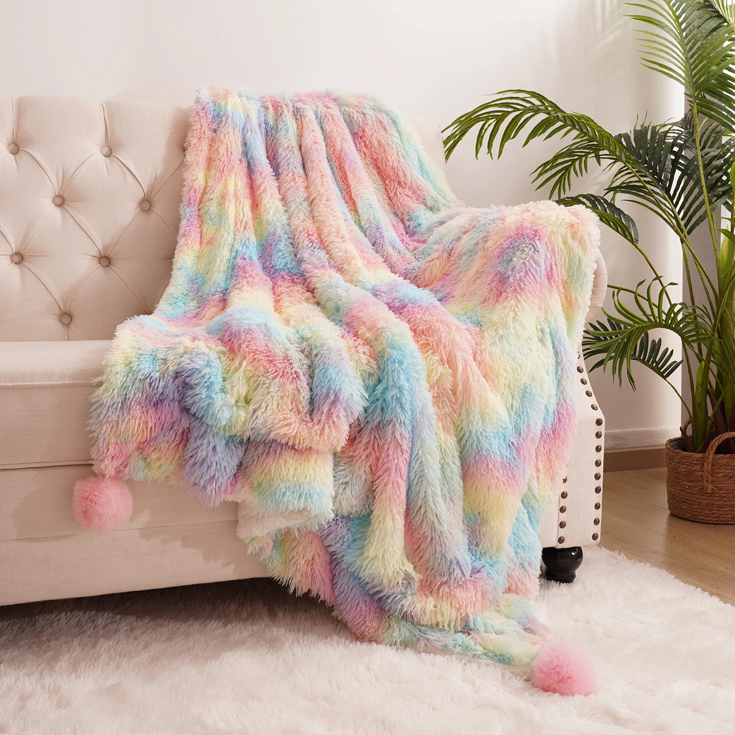 LOCHAS Rainbow Fluffy plush blanket Bedspread bed plaid on the sofa cover cute room decor baby kids blankets for beds hairball
LOCHAS Rainbow Fluffy plush blanket Bedspread bed plaid on the sofa cover cute room decor baby kids blankets for beds hairball