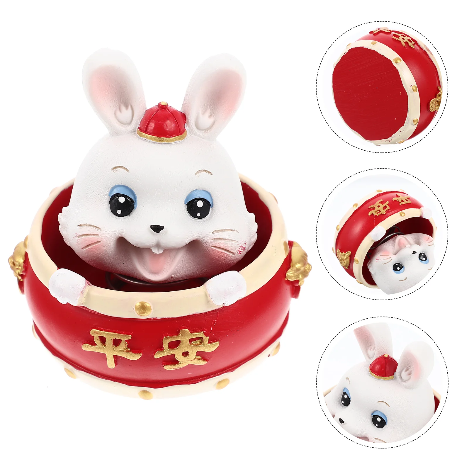 

Rabbit Figurine Toy Car Dashboard Bunny Figurines Zodiac Animal Miniature Feng Decorations Shui Decoration Head Solar Figures