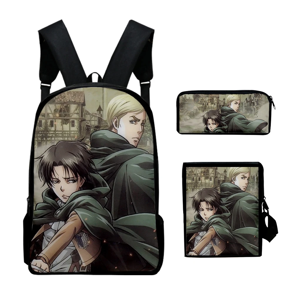 Trendy Fashion Attack on Titan 3D Print 3pcs/Set pupil School Bags Laptop Daypack Backpack Inclined shoulder bag Pencil Case
Trendy Fashion Attack on Titan 3D Print 3pcs/Set pupil School Bags Laptop Daypack Backpack Inclined shoulder bag Pencil Case