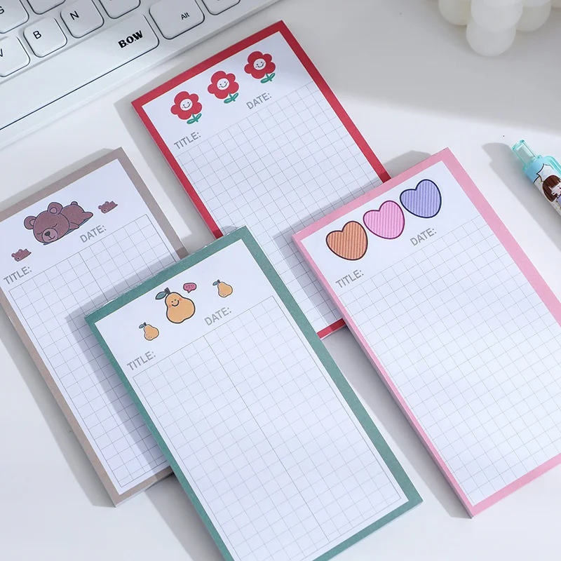 

Ins Cartoon Cute Memo Pad Grid Student Office Message Paper Creative Kawaii Notebook Daily Plan School Stationery 30 Sheets