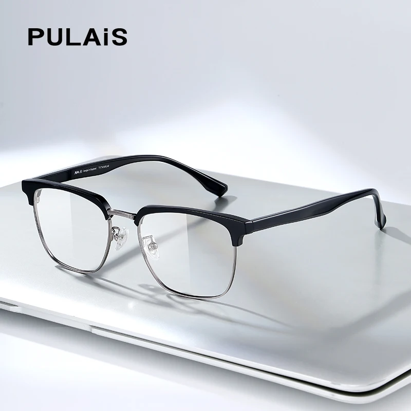 

PULAIS Classic Semi Rimless Anti Blue Light Blocking Glasses Men Square Ray Filter Eyeglasses Frames Computer Women Goggles