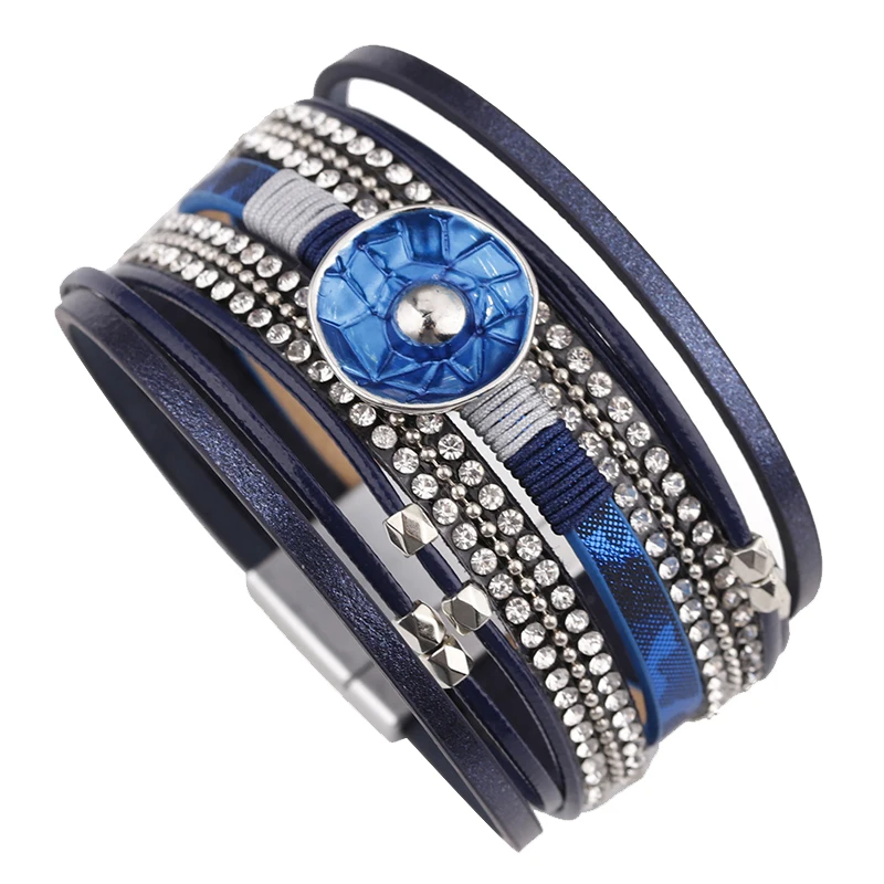 ALLYES Charm Leather Bracelets For Women 2022 Boho Blue Enamel Metal Crystal Beads Wrap Wide Bracelet Female Jewelry
ALLYES Charm Leather Bracelets For Women 2022 Boho Blue Enamel Metal Crystal Beads Wrap Wide Bracelet Female Jewelry