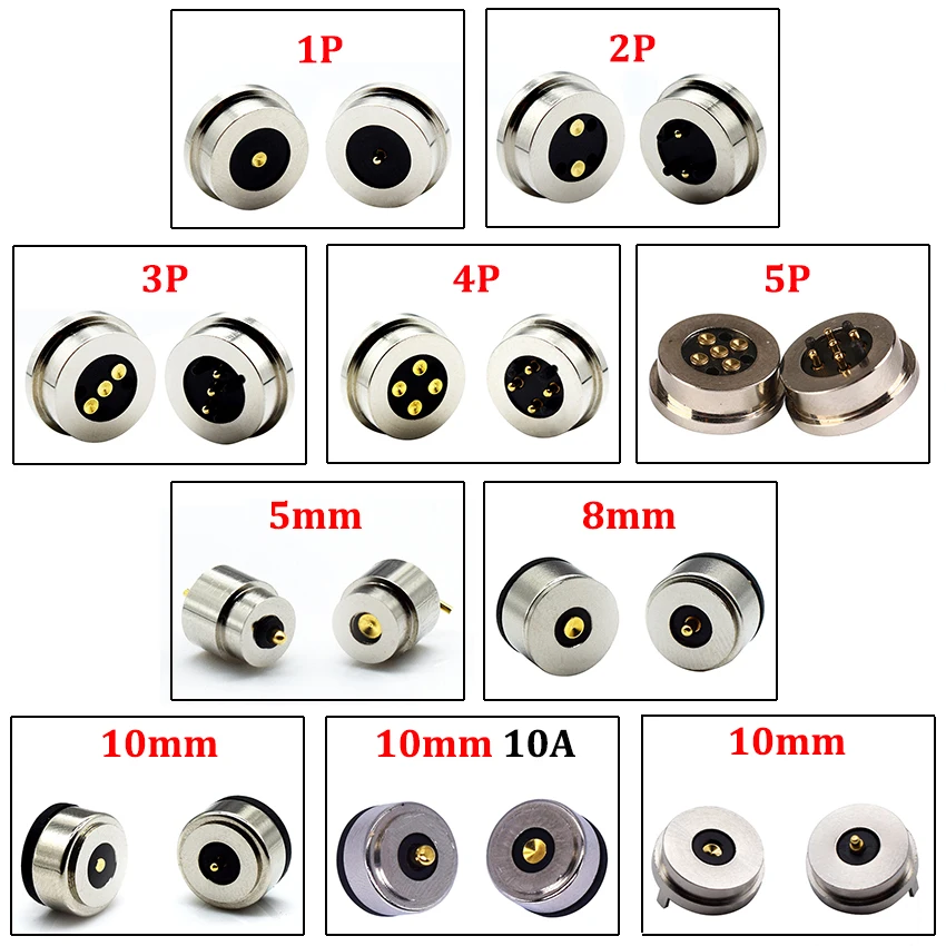 5/8/10mm Spring-Loaded Magnetic Pogo Pin Connector 2 3 4 5 Pin Male Female 10A 2A 5V DC Power Probe Magnet Charging Connector
5/8/10mm Spring-Loaded Magnetic Pogo Pin Connector 2 3 4 5 Pin Male Female 10A 2A 5V DC Power Probe Magnet Charging Connector