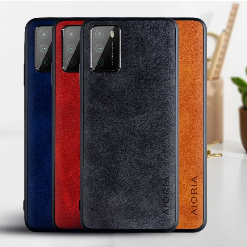 

Case for Xiaomi Poco M3 Silicone Cover Luxury Vintage Leather Skin Silicon Soft TPU Fitted Protective Poco M3 Shell Fundas Coque