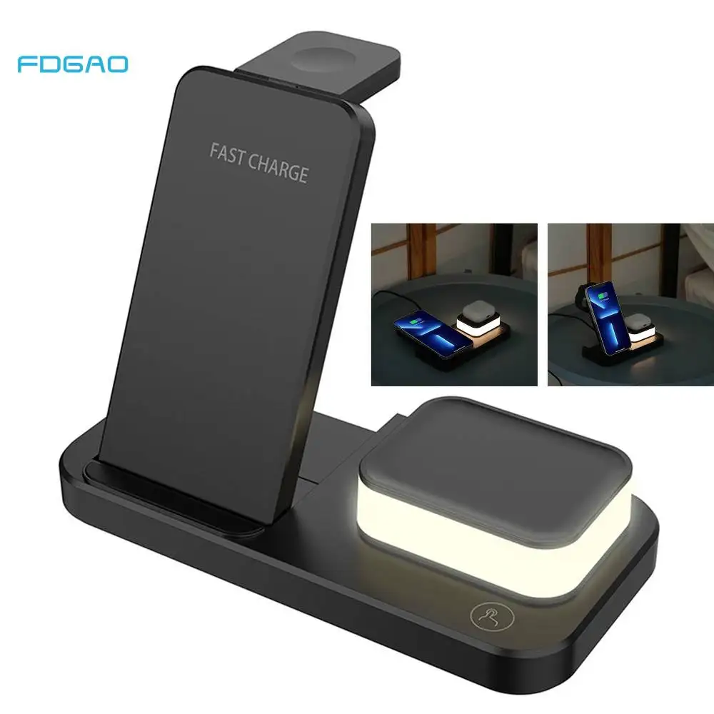 4 in 1 15W Fast Wireless Chargers Stand with Light Foldable for iPhone 13/12/11/XR Samsung/S21/S20 For Apple Watch 7/6 AirPods
4 in 1 15W Fast Wireless Chargers Stand with Light Foldable for iPhone 13/12/11/XR Samsung/S21/S20 For Apple Watch 7/6 AirPods