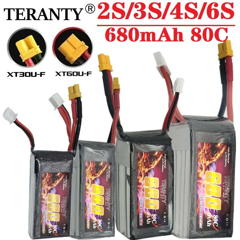 TERANTY RC LiPo аккумулятор 680 мАч 2S/3S/4S/6S 80C/160C для FPV гоночного дрона 4 оси БПЛА квадрокоптера дрона запчасти с разъемом XT30/XT60
TERANTY RC LiPo аккумулятор 680 мАч 2S/3S/4S/6S 80C/160C для FPV гоночного дрона 4 оси БПЛА квадрокоптера дрона запчасти с разъемом XT30/XT60