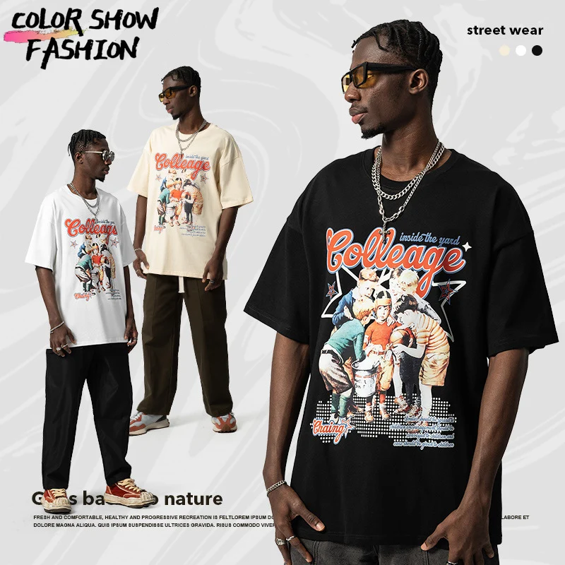 2023 Spring and Summer Retro Pattern Printed T-shirt Oversized Casual Loose Round Neck Pure Cotton Men's and Women's T-shirt
2023 Spring and Summer Retro Pattern Printed T-shirt Oversized Casual Loose Round Neck Pure Cotton Men's and Women's T-shirt