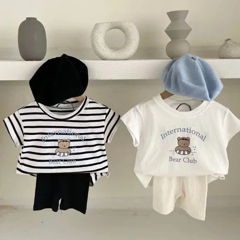 New Soft Baby Unisex Cartoon Bear Short-sleeved Tops Toddler Boy Cotton T-shirts Casual Children T Shirt Kid Print Striped Tees
New Soft Baby Unisex Cartoon Bear Short-sleeved Tops Toddler Boy Cotton T-shirts Casual Children T Shirt Kid Print Striped Tees