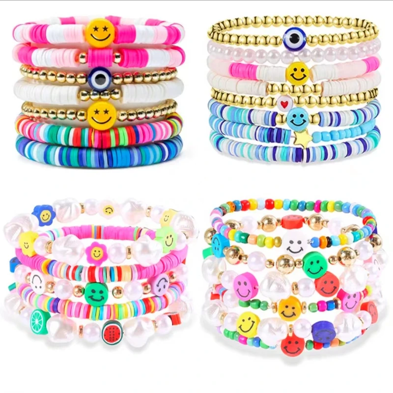 Bohemian Multilayer Polymer Clay Bracelets Set for Women Evil Eye Fruit Pearl Flower Beads Stretch Bracelets Fashion Jewelry
Bohemian Multilayer Polymer Clay Bracelets Set for Women Evil Eye Fruit Pearl Flower Beads Stretch Bracelets Fashion Jewelry