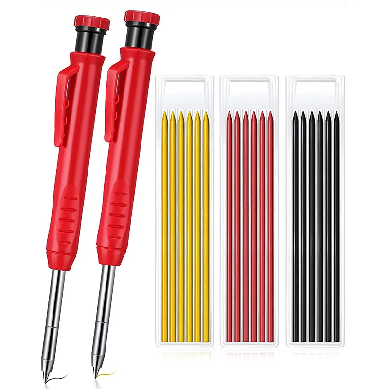 Solid Carpenter Pencil Set With 6 Refill Leads Built-in Sharpener Marking Tool Woodworking Deep Hole Mechanical Pencils
Solid Carpenter Pencil Set With 6 Refill Leads Built-in Sharpener Marking Tool Woodworking Deep Hole Mechanical Pencils