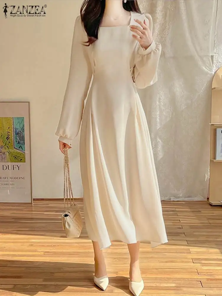 Платье ZANZEA женское с длинными рукавами-фонариками, Модное Длинное повседневное однотонное платье с завязками на талии, 2022
Платье ZANZEA женское с длинными рукавами-фонариками, Модное Длинное повседневное однотонное платье с завязками на талии, 2022