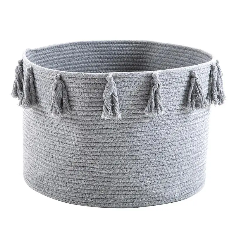 Round Storage Baskets For Organizing Cotton Large Foldable Woven Rope Laundry Hamper With Tassel Nursery Hamper For Toys Clothes
Round Storage Baskets For Organizing Cotton Large Foldable Woven Rope Laundry Hamper With Tassel Nursery Hamper For Toys Clothes