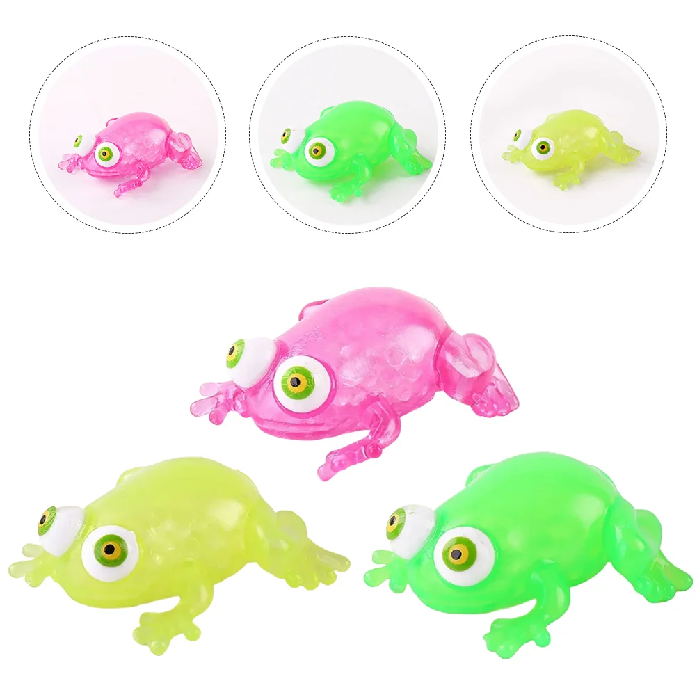 

3 Pcs Pinch Toys Tiny Squeeze Frog Shaped Sensory Stretch Party Favors Teens Cartoon Fidget
