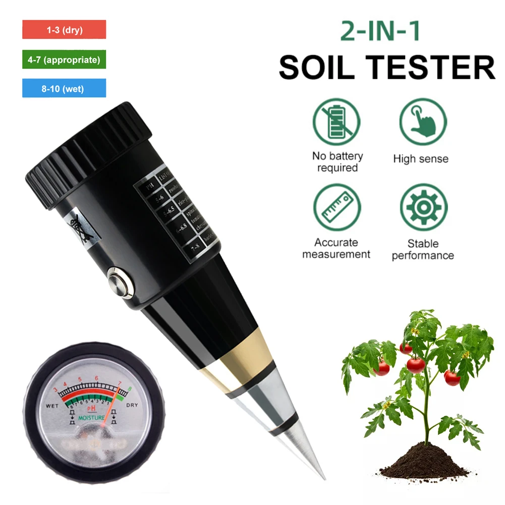 2 in 1 Soil PH&Moisture Meter Portable Soil Temperature Humidity Sensor Electric Conductivity Soils Moisture Meter Sensor New
2 in 1 Soil PH&Moisture Meter Portable Soil Temperature Humidity Sensor Electric Conductivity Soils Moisture Meter Sensor New