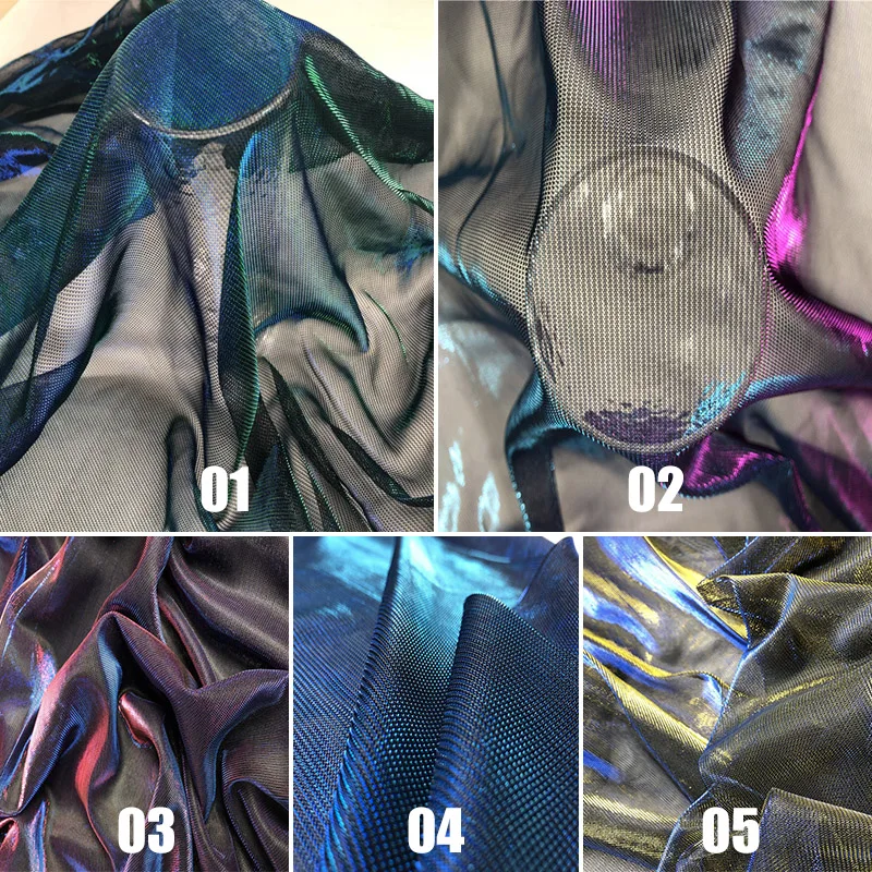 Laser Symphony Hollow Fabric Net Gauze Material Textured Mesh Chiffon Discoloration Perspective Gradient Glossy Cloth for DIY 
Laser Symphony Hollow Fabric Net Gauze Material Textured Mesh Chiffon Discoloration Perspective Gradient Glossy Cloth for DIY