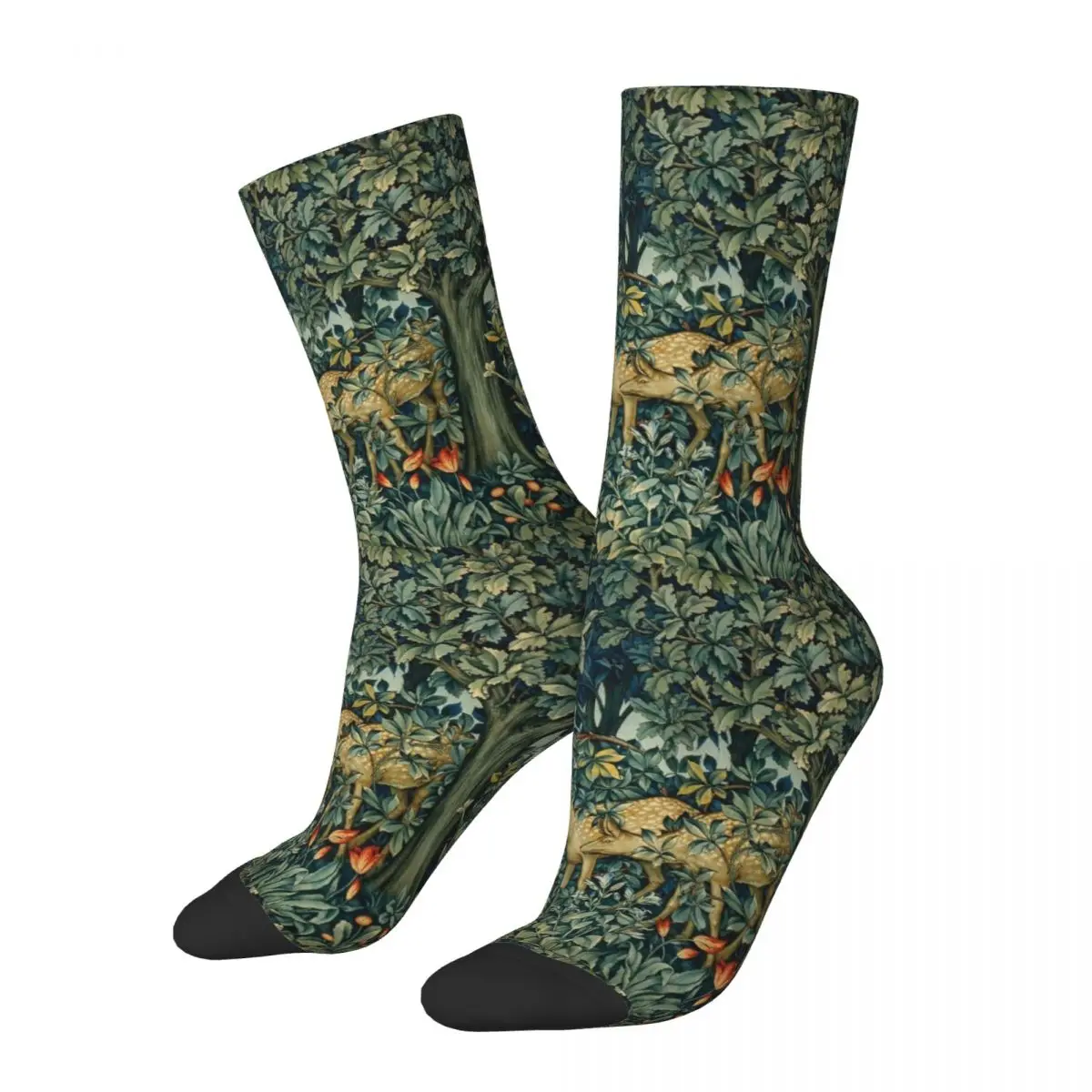 

Fashion Male Men Socks Casual William Morris Does And Birds In Forest Sock Graphic Women Stockings Spring Summer Autumn Winter