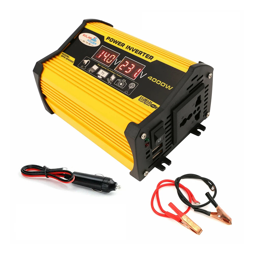 4000W Car Power Inverter LED Voltage Display DC12V to 110V 220V AC Converter Auto Charger Converter Adapter Dual Voltage Display
4000W Car Power Inverter LED Voltage Display DC12V to 110V 220V AC Converter Auto Charger Converter Adapter Dual Voltage Display