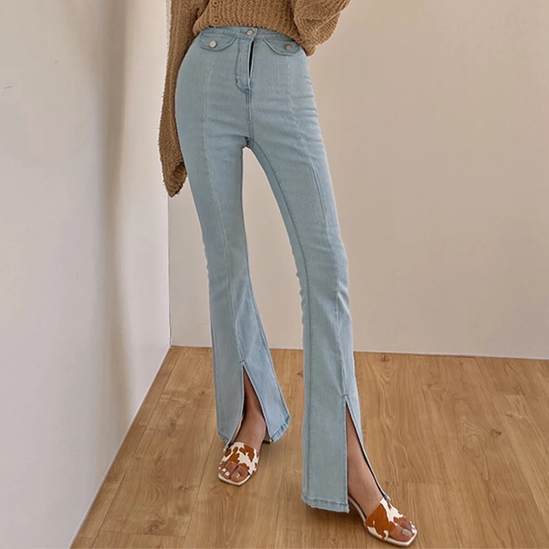 Vintage Wide Leg Jeans Women High Waist Light Blue Elegant Split Jeans Women Bottoms Korean Fashion Business Denim Pants
Vintage Wide Leg Jeans Women High Waist Light Blue Elegant Split Jeans Women Bottoms Korean Fashion Business Denim Pants