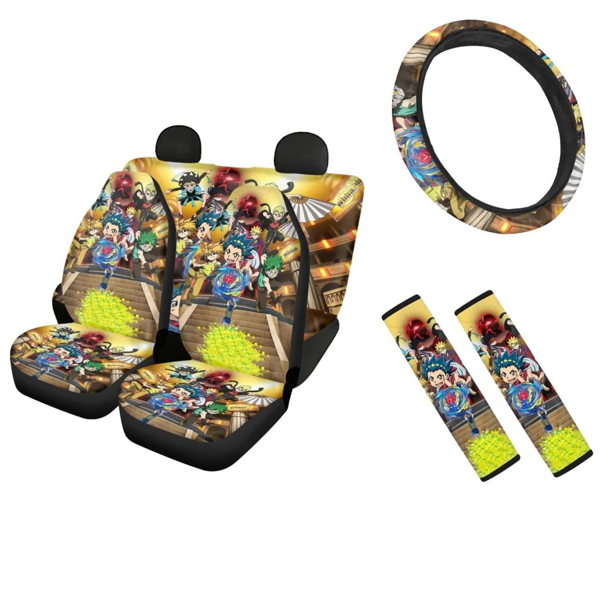 Beyblade Burst Anime Car Seat Cover Cushion Universal Steering Wheel Cover for Men Breathable Automotive Seat Belt Pads Set of 2
Beyblade Burst Anime Car Seat Cover Cushion Universal Steering Wheel Cover for Men Breathable Automotive Seat Belt Pads Set of 2