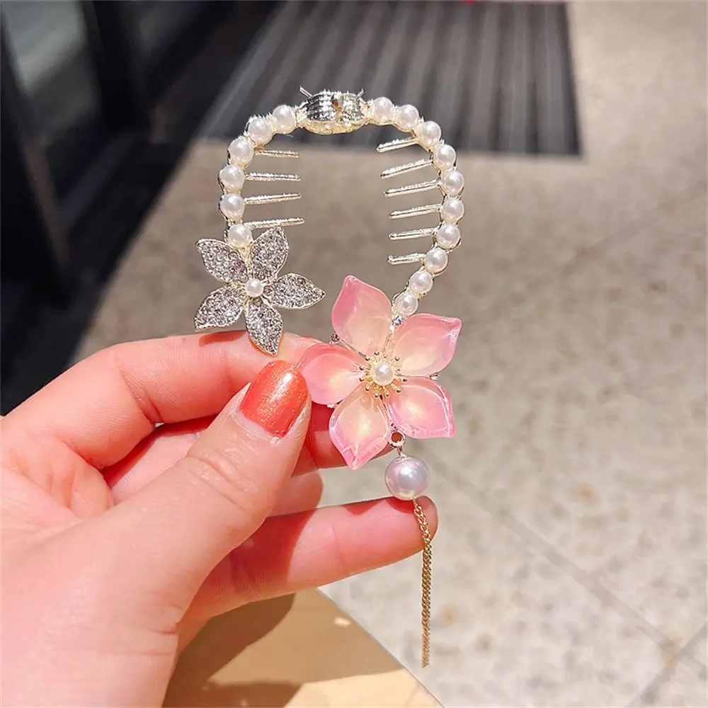 Hair Accessories Pink Flower Metal Rhinestone Back Head HairPin Ponytail Crab Clip Hair Clips Headwear
Hair Accessories Pink Flower Metal Rhinestone Back Head HairPin Ponytail Crab Clip Hair Clips Headwear