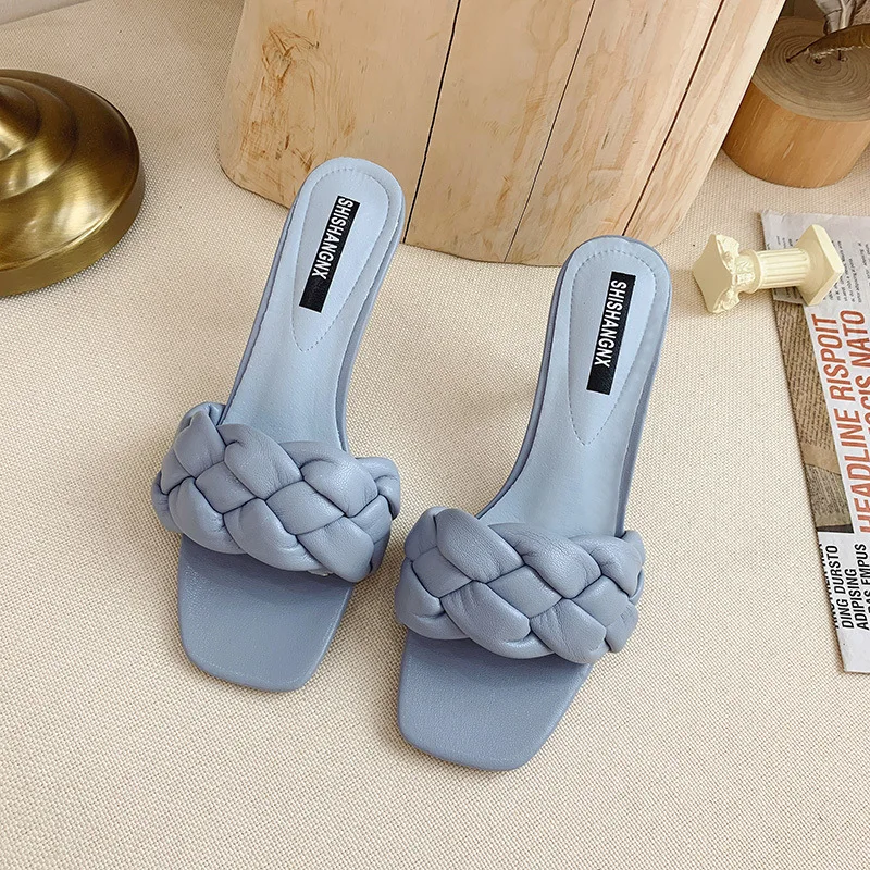 2022 European and American women's new square head woven high-heeled sandals and slippers 2843
2022 European and American women's new square head woven high-heeled sandals and slippers 2843