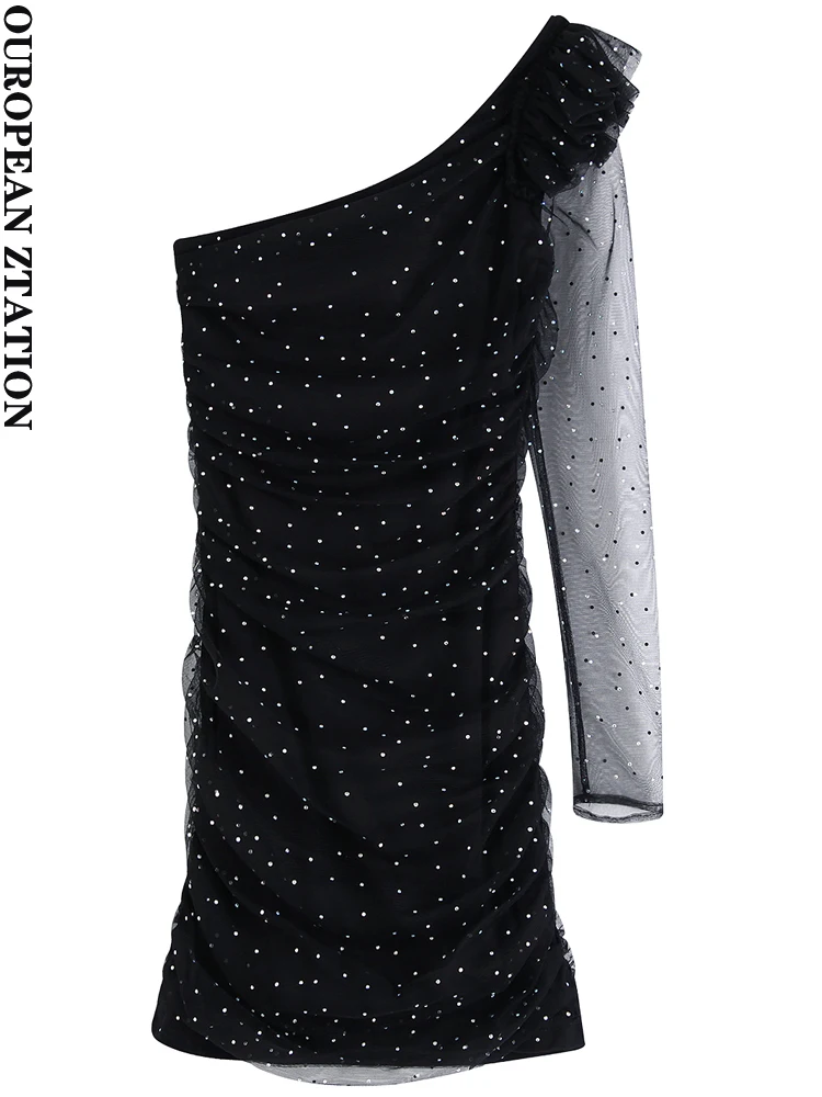 PAILETE Women 2022 fashion jewelry mesh ruffles asymmetrical mini dress vintage one-shoulder long sleeve female dresses vestidos
PAILETE Women 2022 fashion jewelry mesh ruffles asymmetrical mini dress vintage one-shoulder long sleeve female dresses vestidos