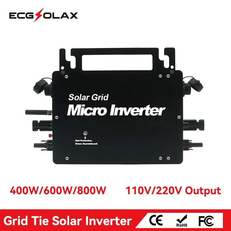 

ECGSOLAX 400W 600W 800W Grid Tie Micro Solar Inverter Built-in WiFi 110V 220V Pure Sine Wave Inverter MPPT Solar Converter IP66