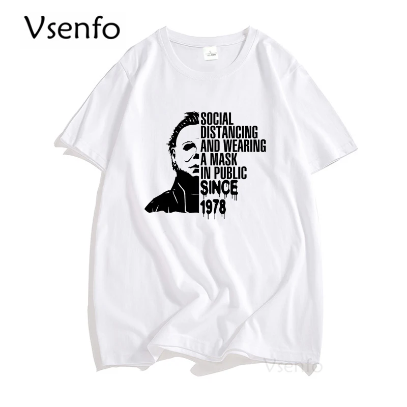 Michael Myers Printed T Shirt Men Women Social Distancing and Wearing A Mask In Public T-shirts for Fans Horrors Characters
Michael Myers Printed T Shirt Men Women Social Distancing and Wearing A Mask In Public T-shirts for Fans Horrors Characters