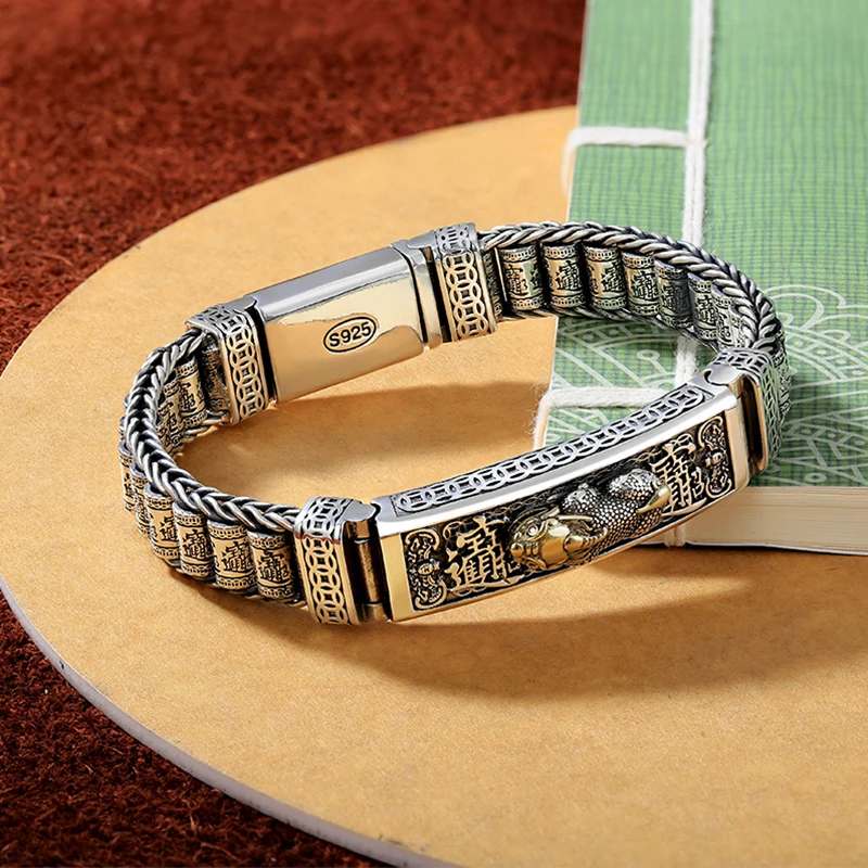 Men's Transfer Bead Six Character Charm Retro Women's Charm Chain Handmade Silver Prayer Wheel Bracelet
Men's Transfer Bead Six Character Charm Retro Women's Charm Chain Handmade Silver Prayer Wheel Bracelet