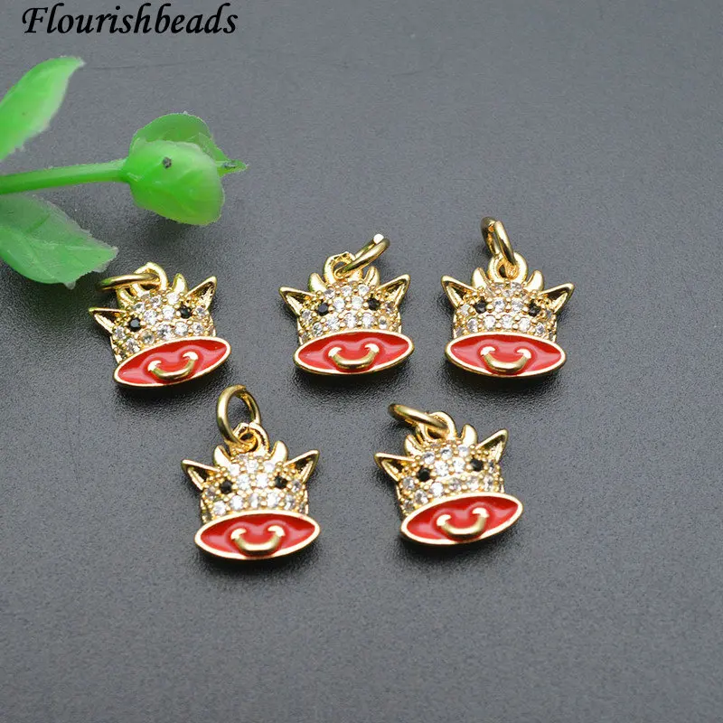 20pc Wholesale Nickel Free Anti Rust Gold Plated Cubic Zircon Pave Enamel Small Size Metal Cow Head Cute Animal Bracelet Charms
20pc Wholesale Nickel Free Anti Rust Gold Plated Cubic Zircon Pave Enamel Small Size Metal Cow Head Cute Animal Bracelet Charms