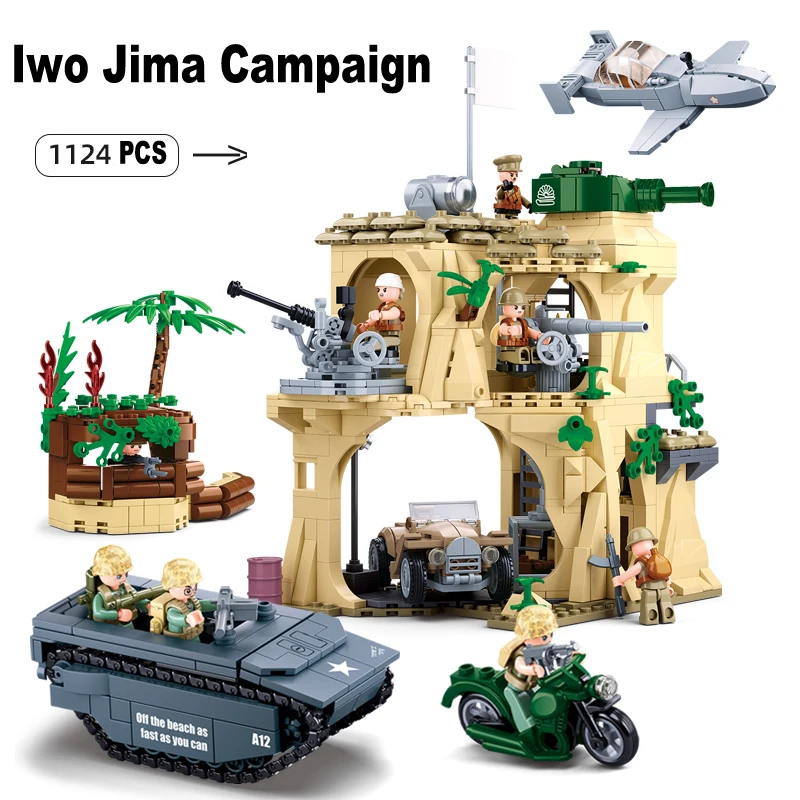 WW2 Military Building Blocks Battle Of Lwo Jima US Army Tank Aircraft Vehicle Scene Accessories Bricks Soldier Weapon Toys Gifts
WW2 Military Building Blocks Battle Of Lwo Jima US Army Tank Aircraft Vehicle Scene Accessories Bricks Soldier Weapon Toys Gifts