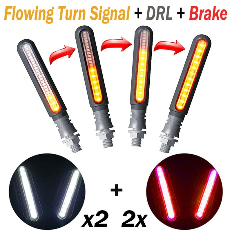 

Universal Led Motorcycle Directional Indicators Turn Signals Stop Signal Light Flashing Rear Tail Brake Flasher Light DRL Lamp