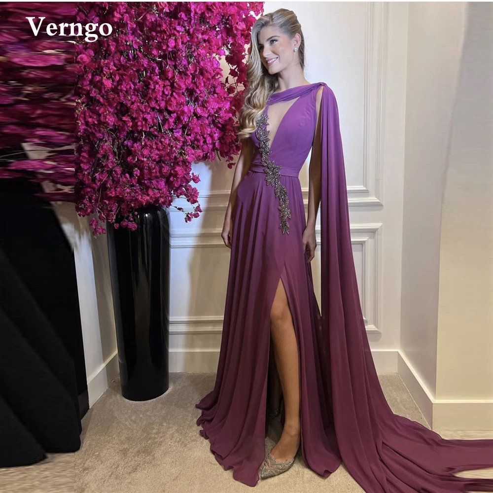 Темно-фиолетовое шифоновое вечернее платье Verngo с длинным рукавом-накидкой, аппликацией и бусинами, с Боковым Разрезом, женское платье для выпускного вечера, бальное платье для торжественных случаев
Темно-фиолетовое шифоновое вечернее платье Verngo с длинным рукавом-накидкой, аппликацией и бусинами, с Боковым Разрезом, женское платье для выпускного вечера, бальное платье для торжественных случаев