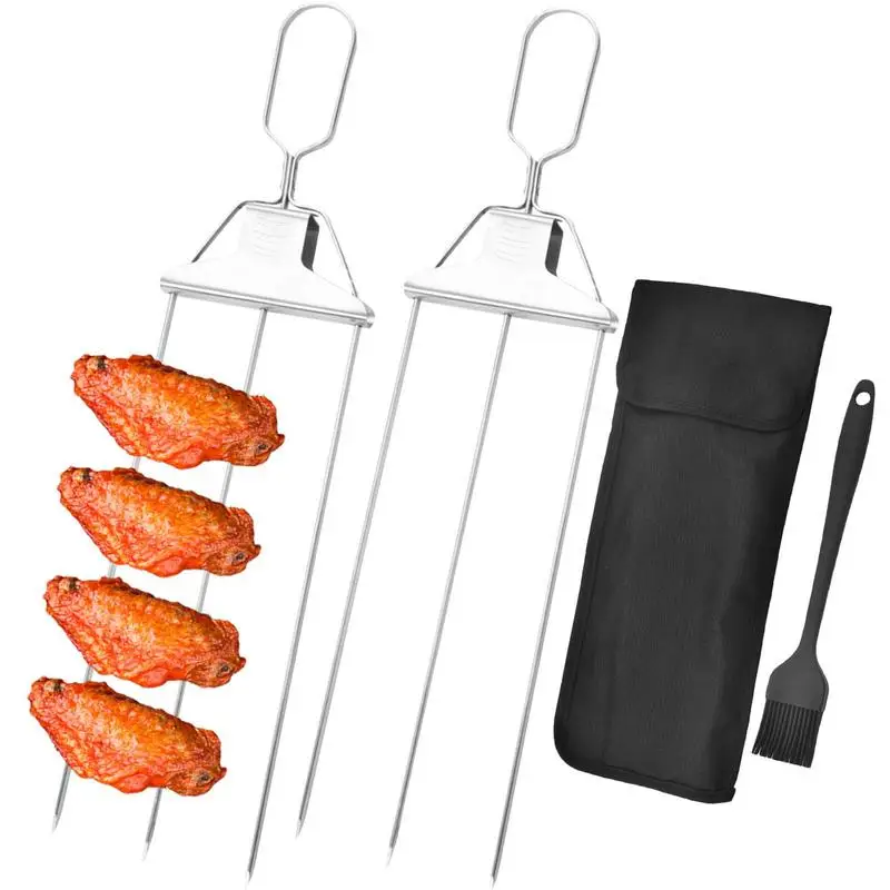 BBQ Skewers For Grilling 3-Way Grill Stainless Roasting Sticks 14.7 In Anti-Rust Kabob Skewer With Oxford Cloth Bag For Veggies
BBQ Skewers For Grilling 3-Way Grill Stainless Roasting Sticks 14.7 In Anti-Rust Kabob Skewer With Oxford Cloth Bag For Veggies