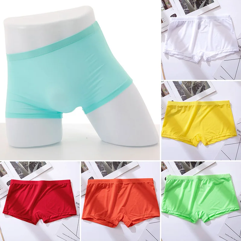 

M-2XL 8Colors U-convex Design Low Waist Iced Silk Men Underpants Breathable Smooth Quick Dry Boxer Shorts Brief Trunks