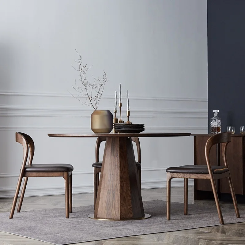 Nordic solid wood dining table high quality simple modern log restaurant family large round table and chair combination
Nordic solid wood dining table high quality simple modern log restaurant family large round table and chair combination