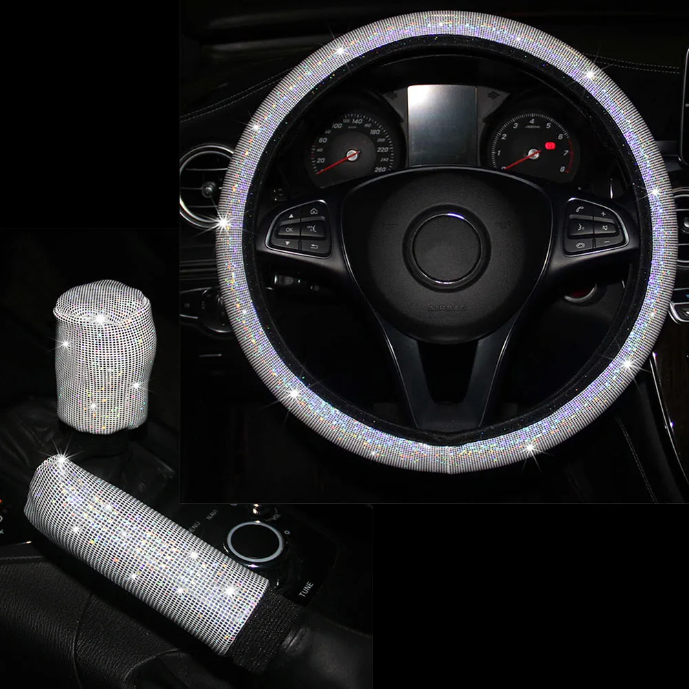 3pcs/set Steering Wheel Handbrake Gear Covers Glitter White Dia 37-38cm Four Seasons Universal Car Interior Accessories
3pcs/set Steering Wheel Handbrake Gear Covers Glitter White Dia 37-38cm Four Seasons Universal Car Interior Accessories