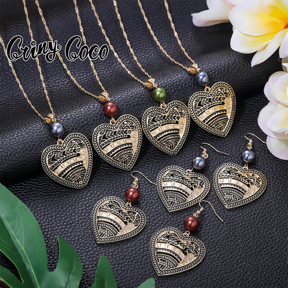 Cring Coco Polynesian Jewelry Sets Gold Plated Statement Necklace Heart Dangle Earrings Set Heart for Women Mother's Day Gift
Cring Coco Polynesian Jewelry Sets Gold Plated Statement Necklace Heart Dangle Earrings Set Heart for Women Mother's Day Gift