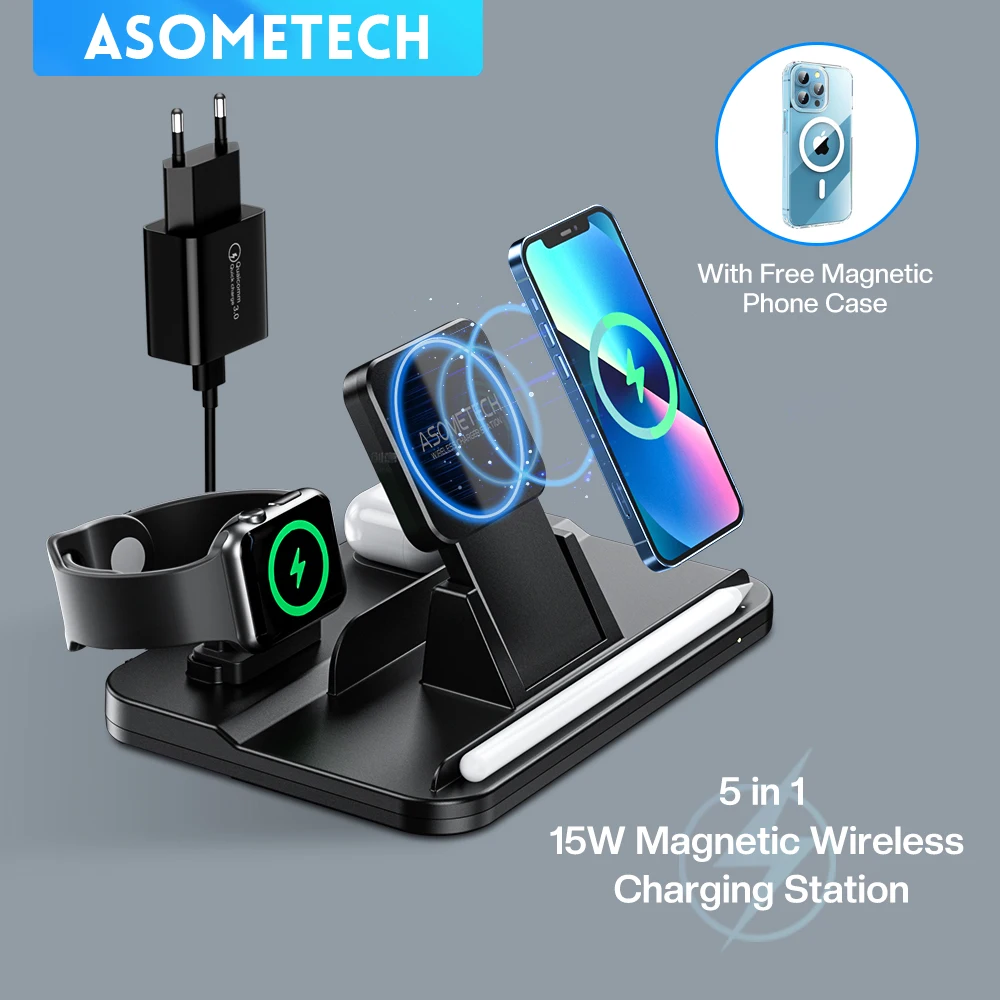 15W Fast Wireless Charger Dock Station 5 In 1 Wireless Charging Stand for Iphone 11 12 13 Mini Pro Max Apple Watch AirPods Pro
15W Fast Wireless Charger Dock Station 5 In 1 Wireless Charging Stand for Iphone 11 12 13 Mini Pro Max Apple Watch AirPods Pro