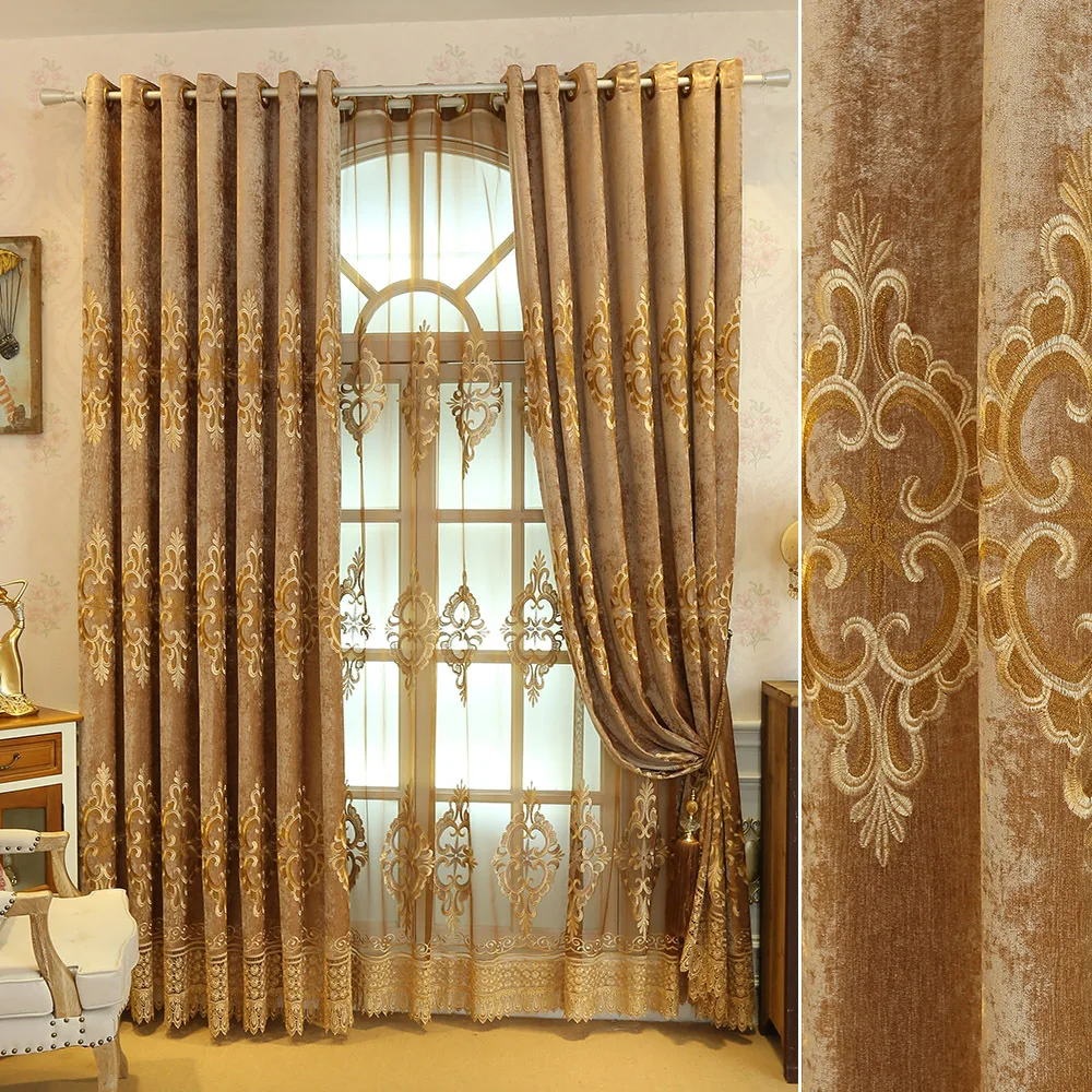 New European-style Chenille Embroidery Exquisite Blackout Customization Curtains for Living Dining Room Bedroom 
New European-style Chenille Embroidery Exquisite Blackout Customization Curtains for Living Dining Room Bedroom