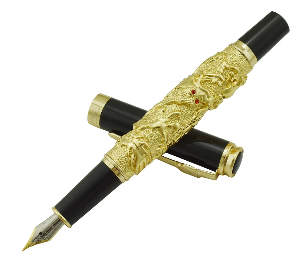 Jinhao Vintage Fountain Pen Auspicious Dragon Carving Heavy Pen, Iridium Fine Nib Noble Golden Business Office School Supplies
Jinhao Vintage Fountain Pen Auspicious Dragon Carving Heavy Pen, Iridium Fine Nib Noble Golden Business Office School Supplies
