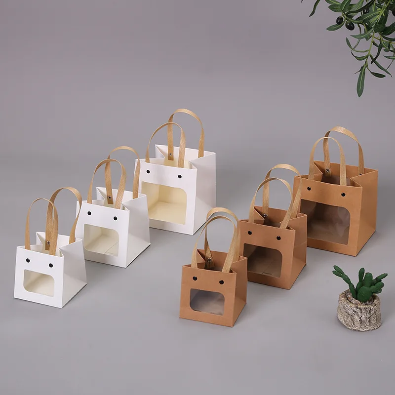 12pcs Rivet Kraft Paper Folding Package Box Brown White Window Smile Face Square Bottom Bag Handle Window Show Portable Gift Box
12pcs Rivet Kraft Paper Folding Package Box Brown White Window Smile Face Square Bottom Bag Handle Window Show Portable Gift Box