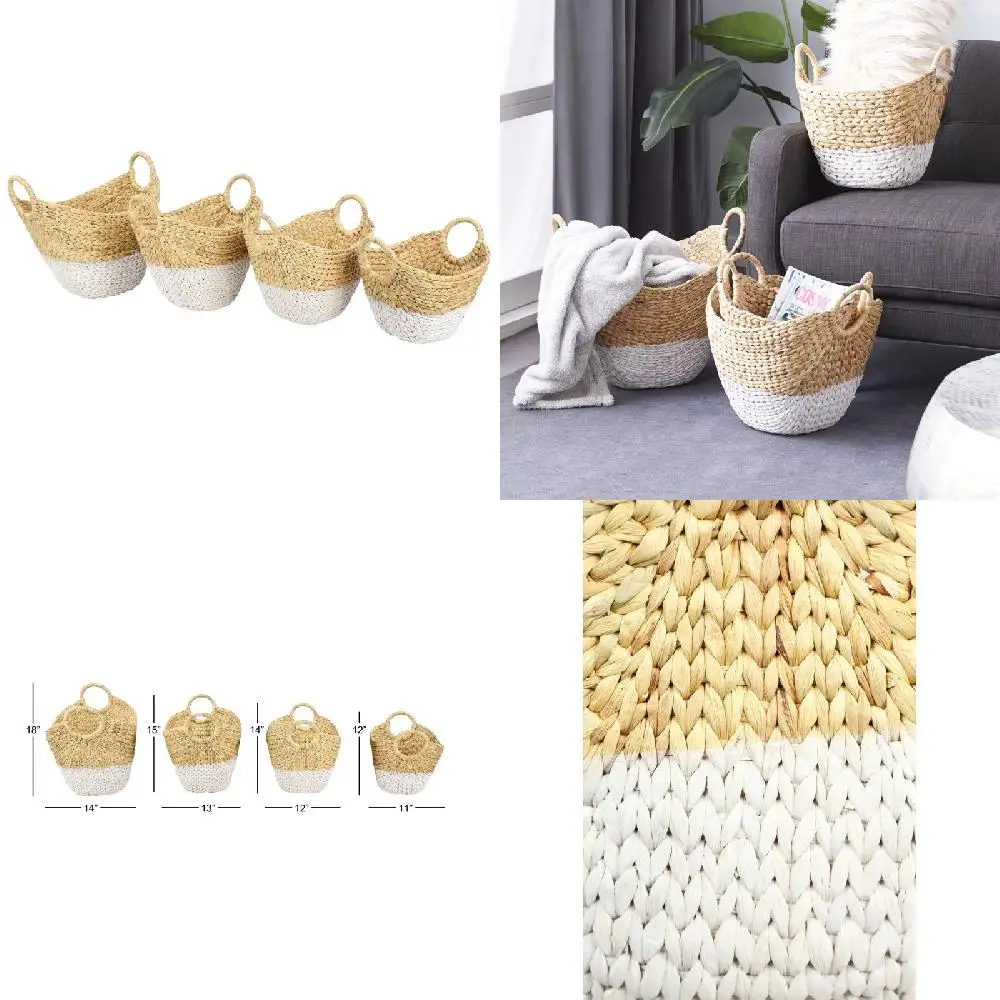 Handsome Brown Seagrass Two-Toned Handmade Storage Baskets with Handles, 15", 13", 12", 4-Pieces Set
Handsome Brown Seagrass Two-Toned Handmade Storage Baskets with Handles, 15", 13", 12", 4-Pieces Set