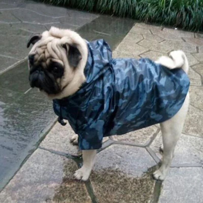 

Pet Dog Waterproof Bulldog Camouflage Hooded Chihuahua Big Clothes Rain Raincoat Labrador Dogs Small Big Cloak For French